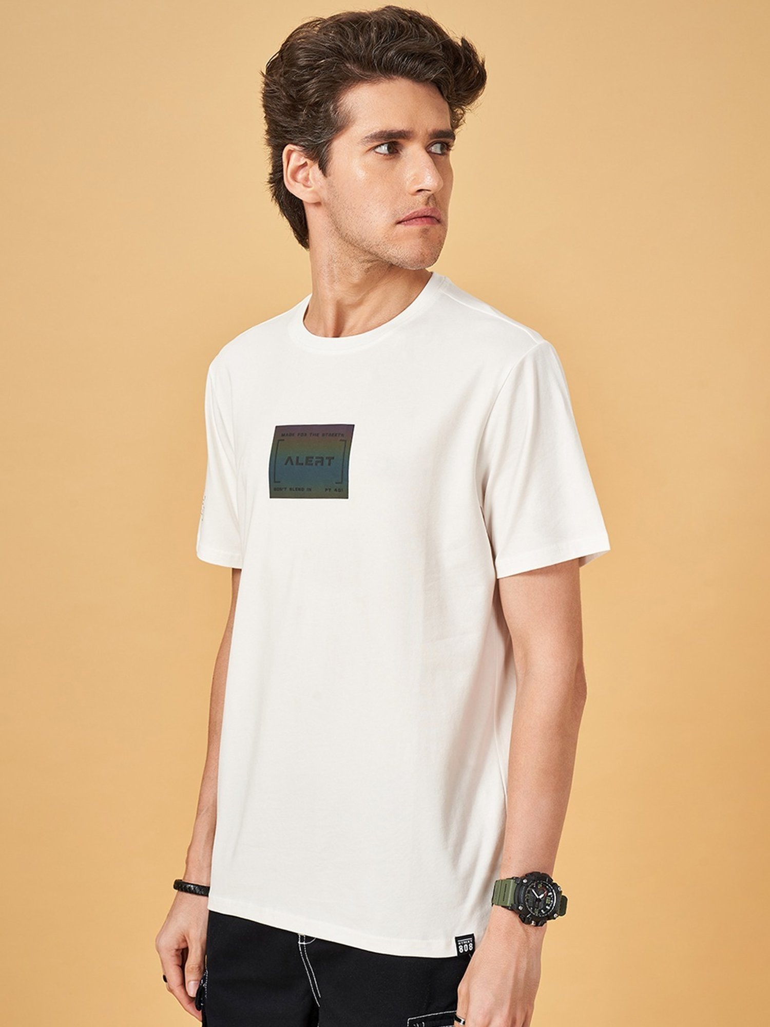 Street 808 By Pantaloons White Regular Fit T-Shirt