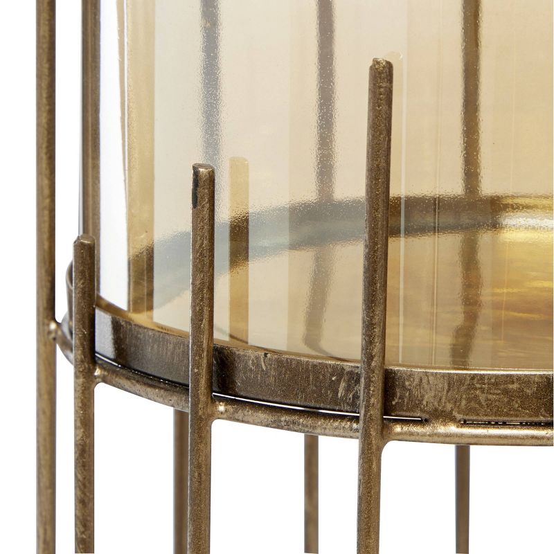 20" x 8.75" Glass/Metal Candle Holder Gold - Venus Williams Collection