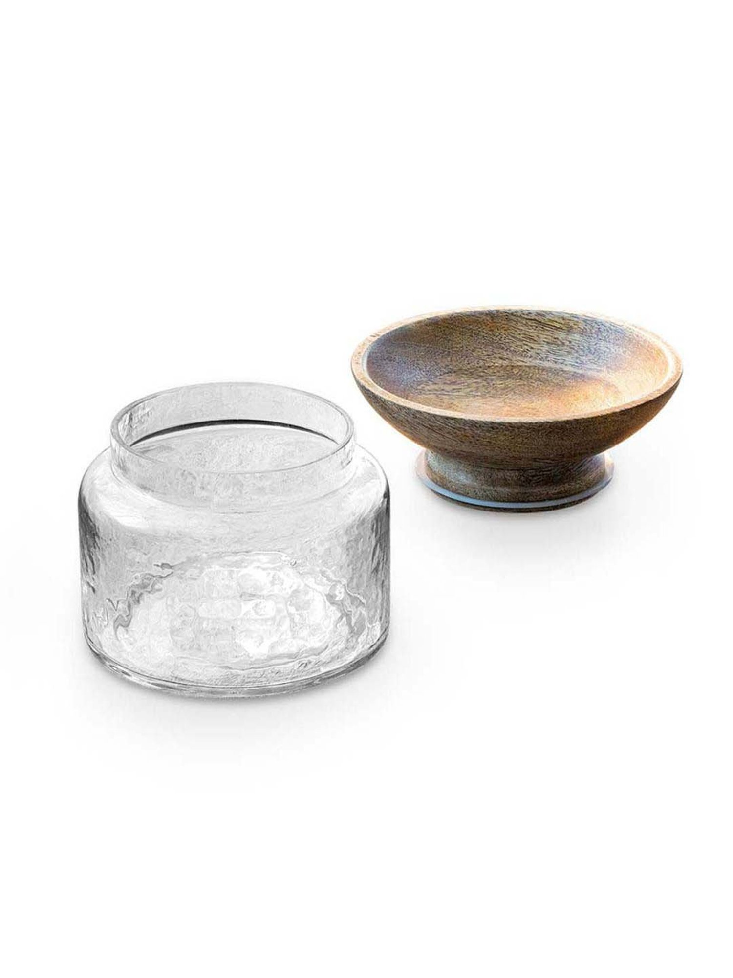 ellementry Twain Transparent Glass Jar with Bowl - Set of 1