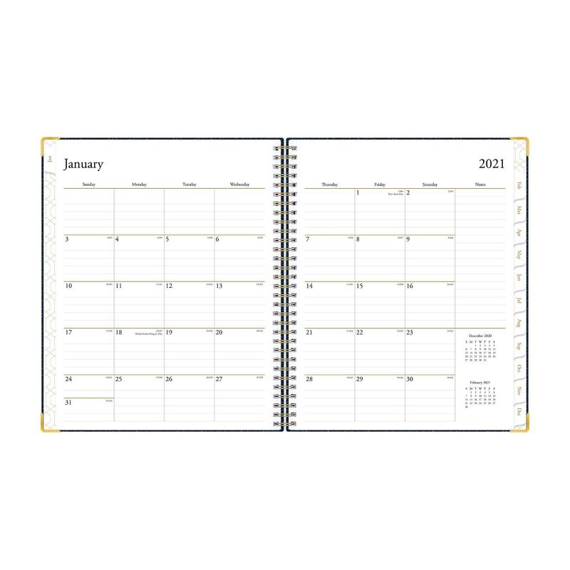 2021 Planner 7" x 9" Hard Cover Weekly/Monthly Wirebound Navy - Blue Sky