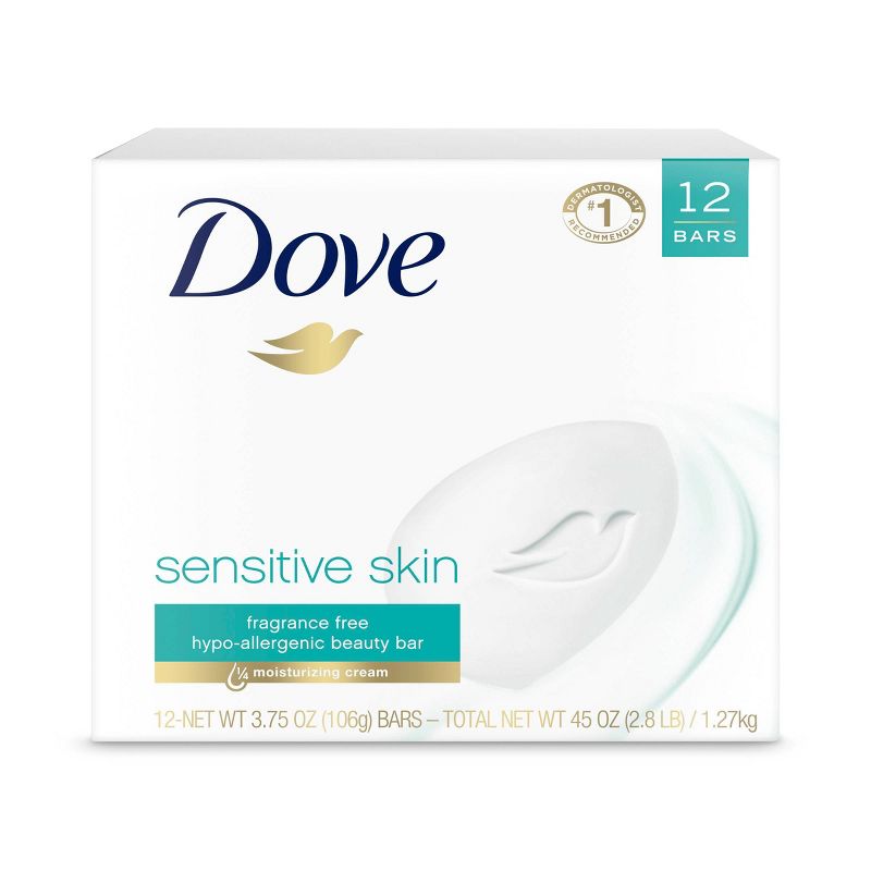 Dove Sensitive Skin Unscented Beauty Bar Soap - 12pk - 3.75oz each