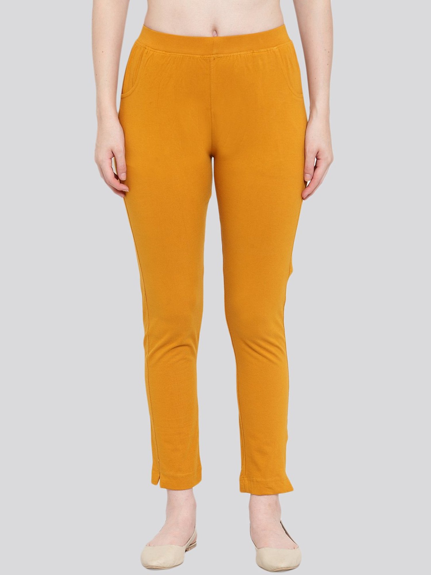 TAG 7 Mustard Cotton Leggings - Pack Of 2