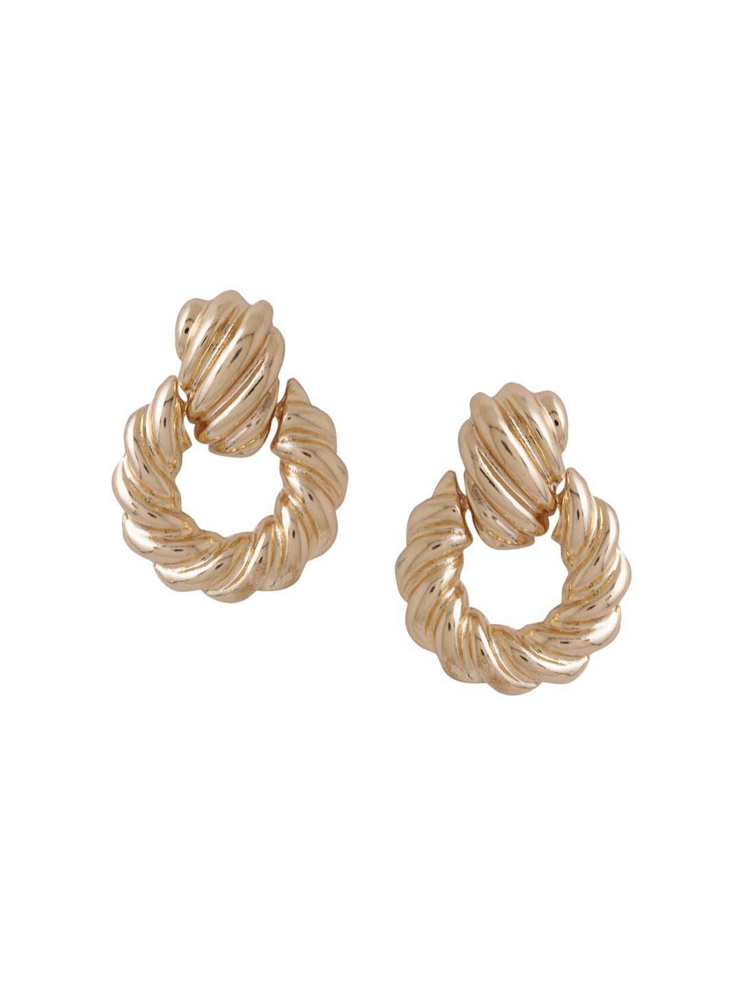 NVR Gold Toned Circular Drop Earrings for Women
