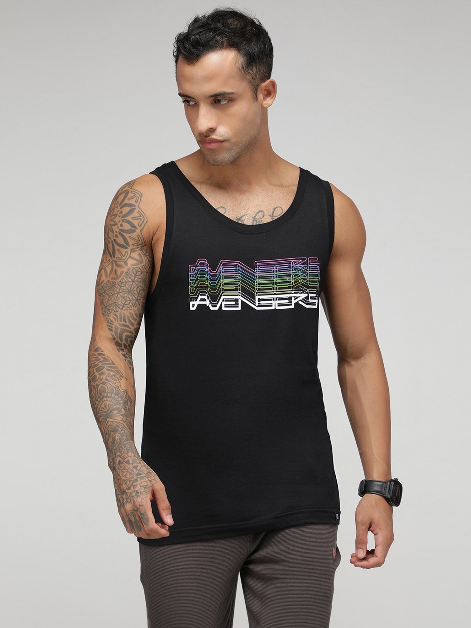 Zoiro Black Regular Fit Graphic Print Vest