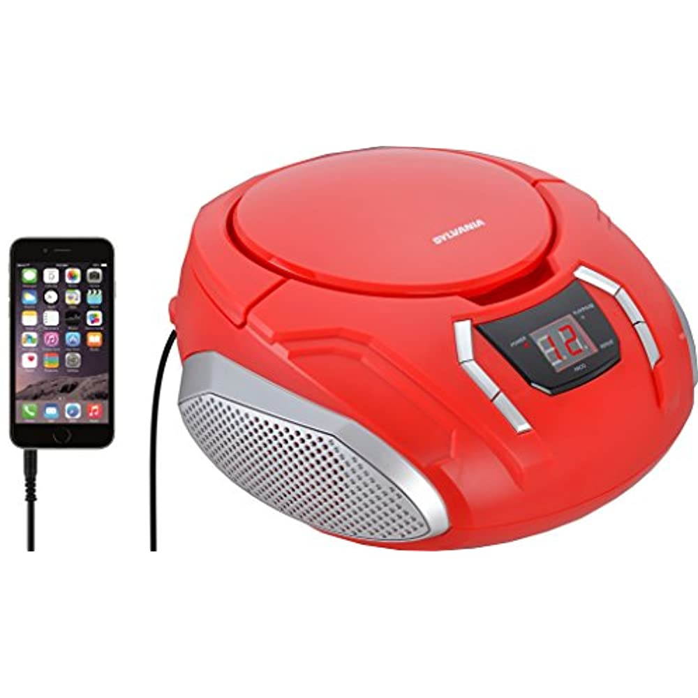 SYLVANIA(R) SRCD261-B-RED Portable CD Player with AM/FM Radio (Red)