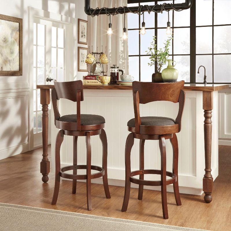 29" Calder Swivel Barstool Wood/Charcoal - Inspire Q