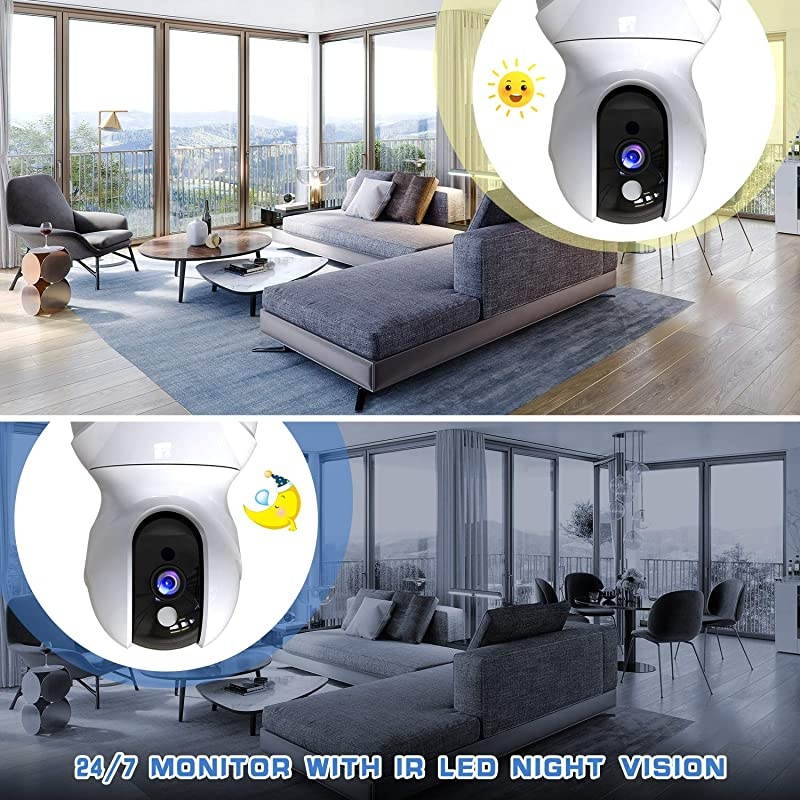 Security Camera 1536P Pet Camera -  WiFi Wireless Home Camera Full HD 3MP IP Video Surveillance System with IR Night Vision, Motion Detection and Two-Way Audio - Cloud Storage, White