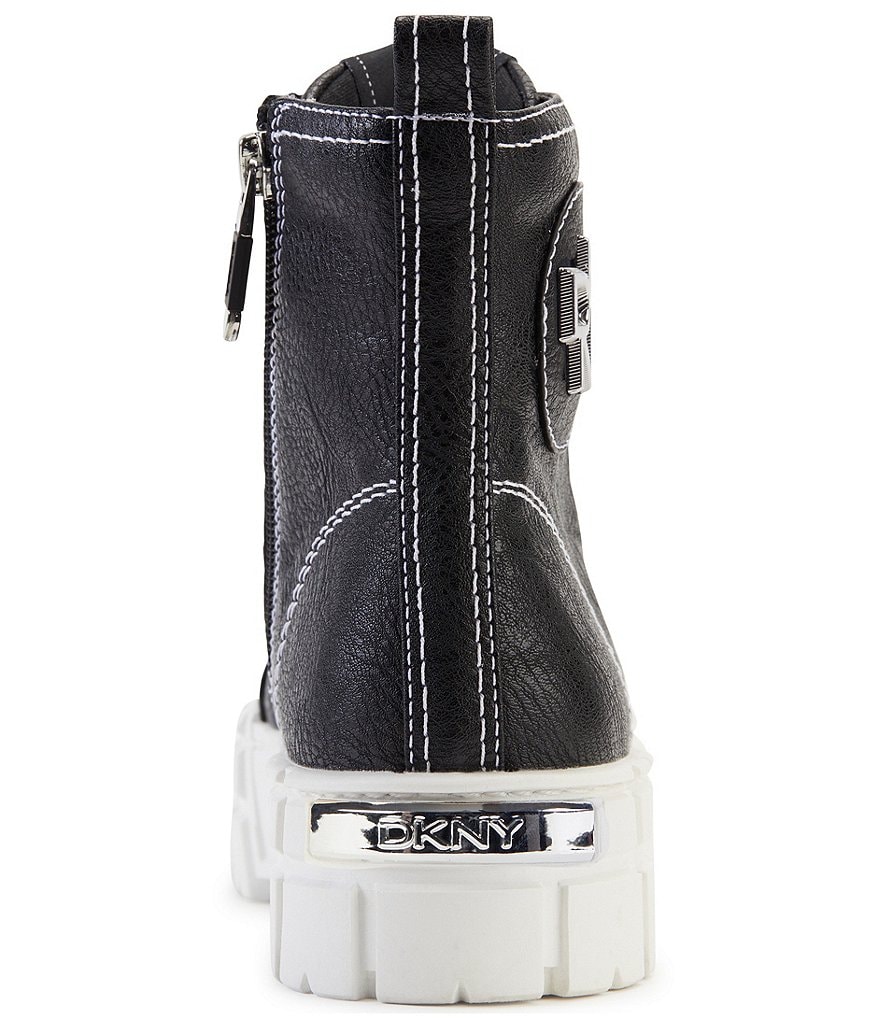 DKNY Peri High Top Leather Lace-Up Platform Lug Sole Sneakers