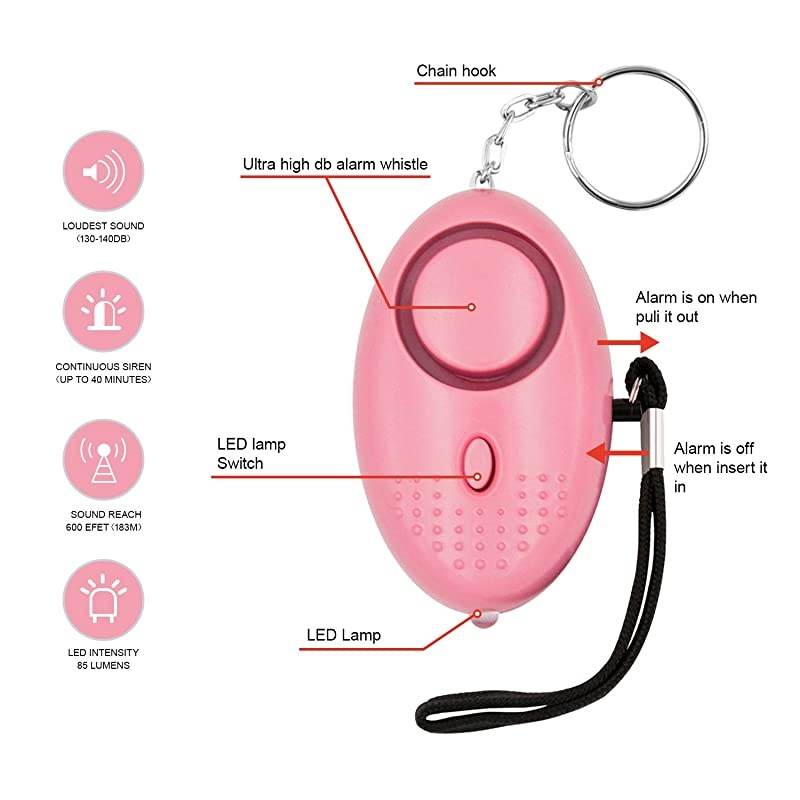 Safe Sound Personal Alarm, 8 Pack 140DB Personal Security Alarm Keychain with LED Lights, Emergency Safety Alarm for Women, Men, Children, Elderly