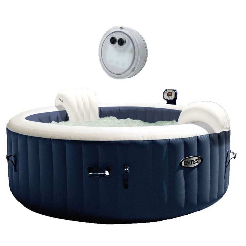 Intex Pure Spa Inflatable 4 Person Hot Tub and Battery LED Multi Color Light