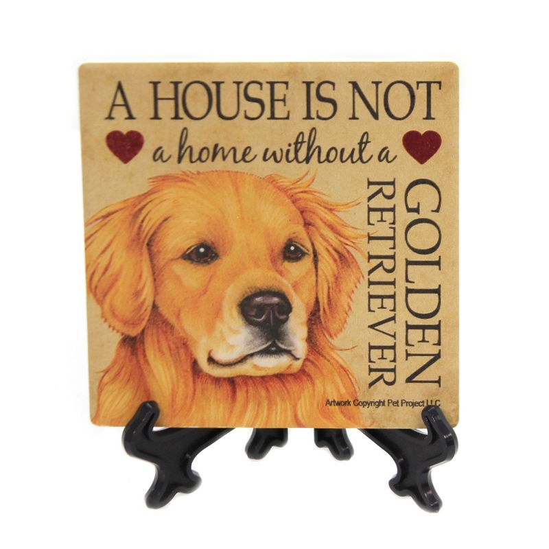 Animal 4.0" Golden Retriever - House Stone Coaster Easel Sjt Enterprises  -  Coasters