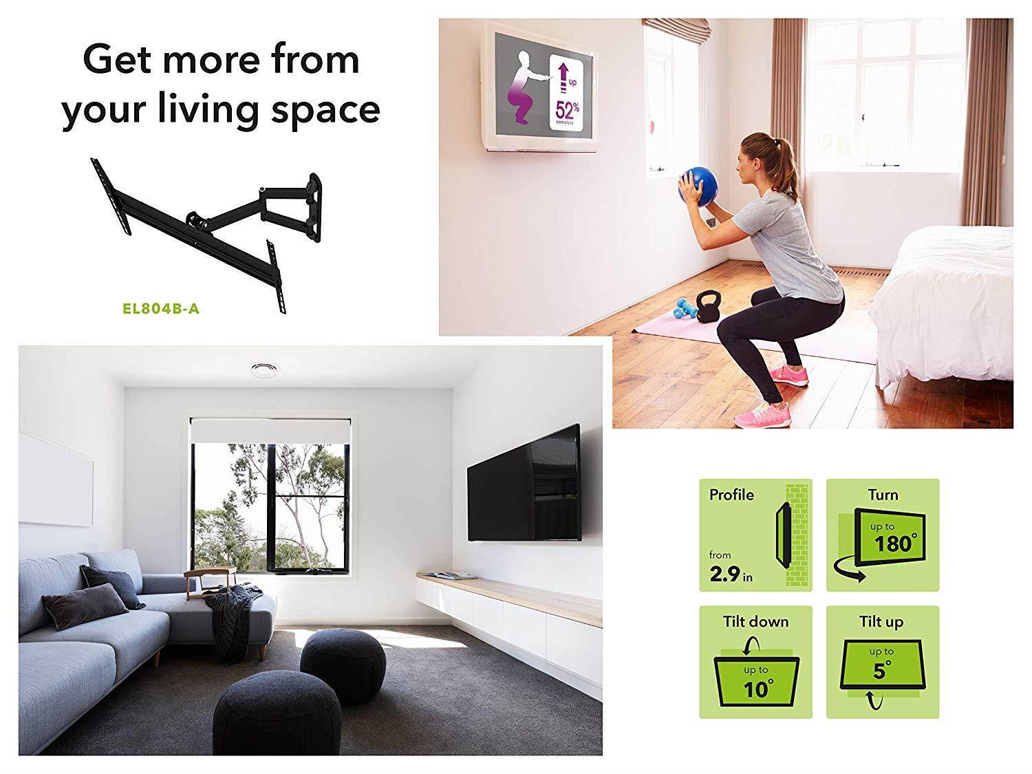 AVF EL804B-A Multi-Position Full Motion Long Extension TV Wall Mount For 40-Inch To 80-Inch TVs