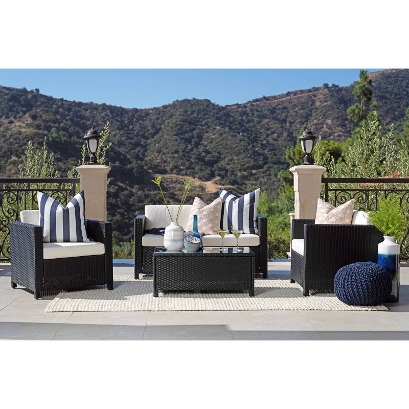 Alicia 4pc Outdoor Squared Wicker Sofa Set - Black - Coaster