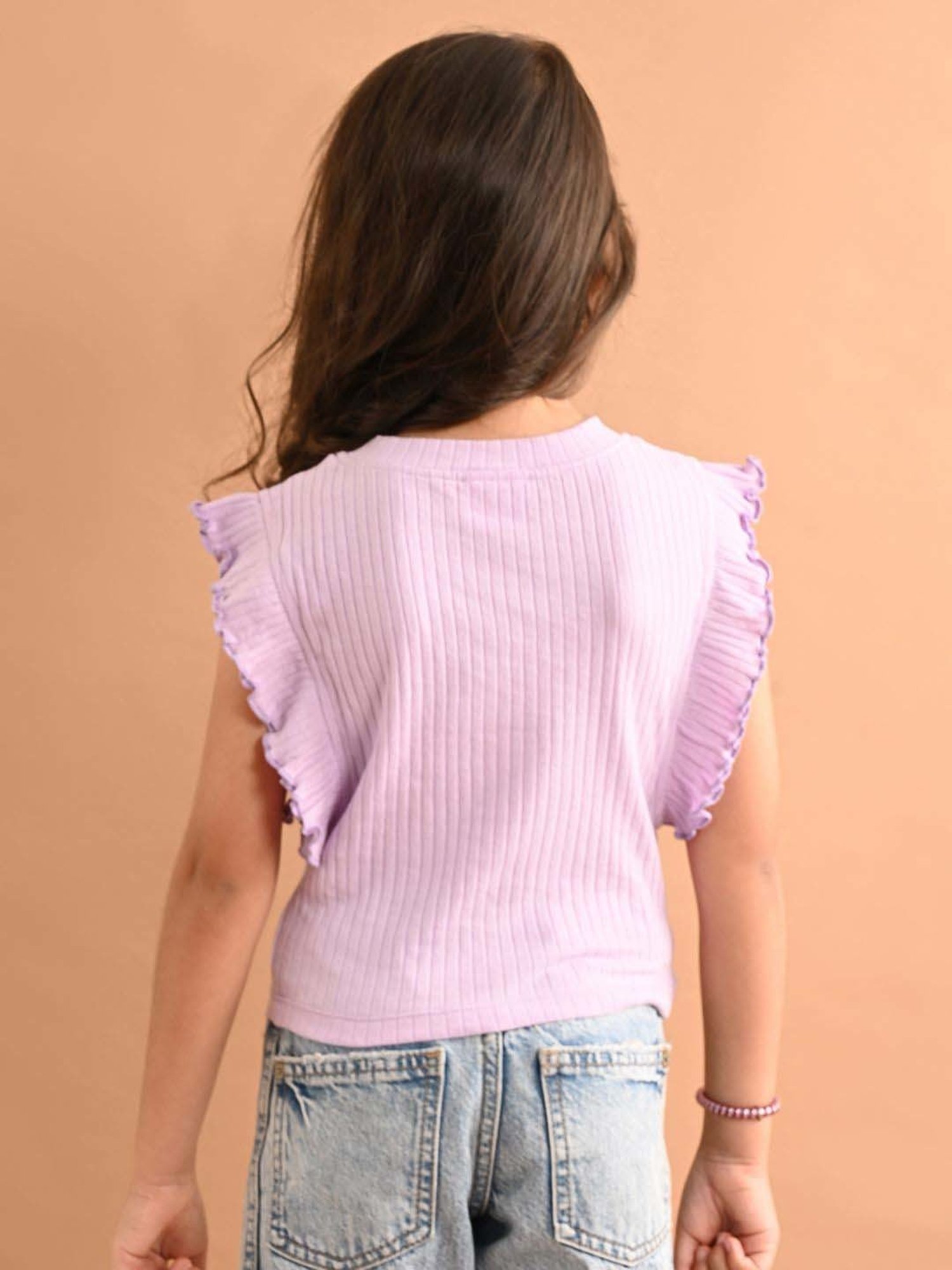 LilPicks Kids Lavender Cotton Regular Fit Top