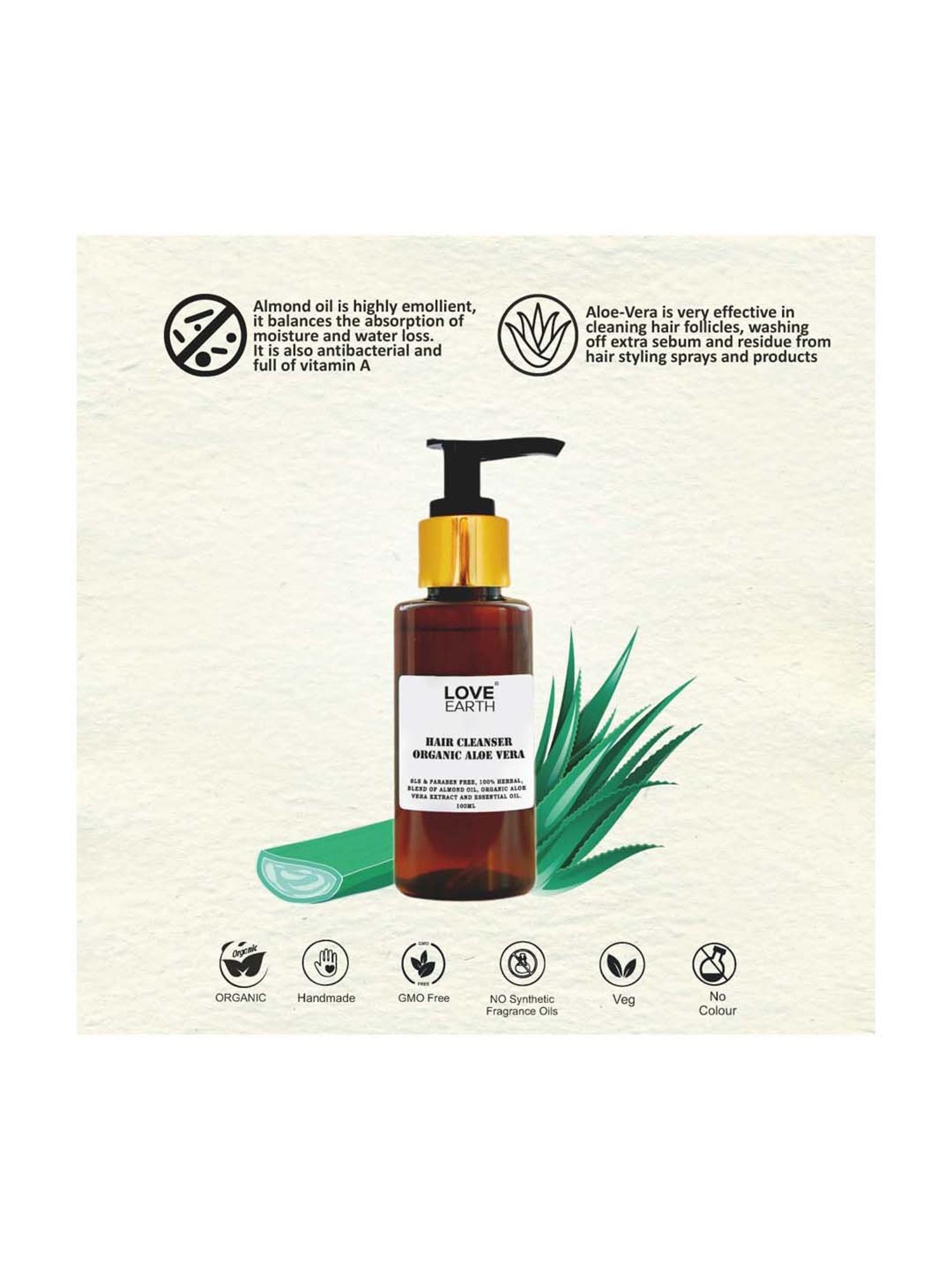 Love Earth Hair Cleanser Organic Aloe Vera - 100 ml