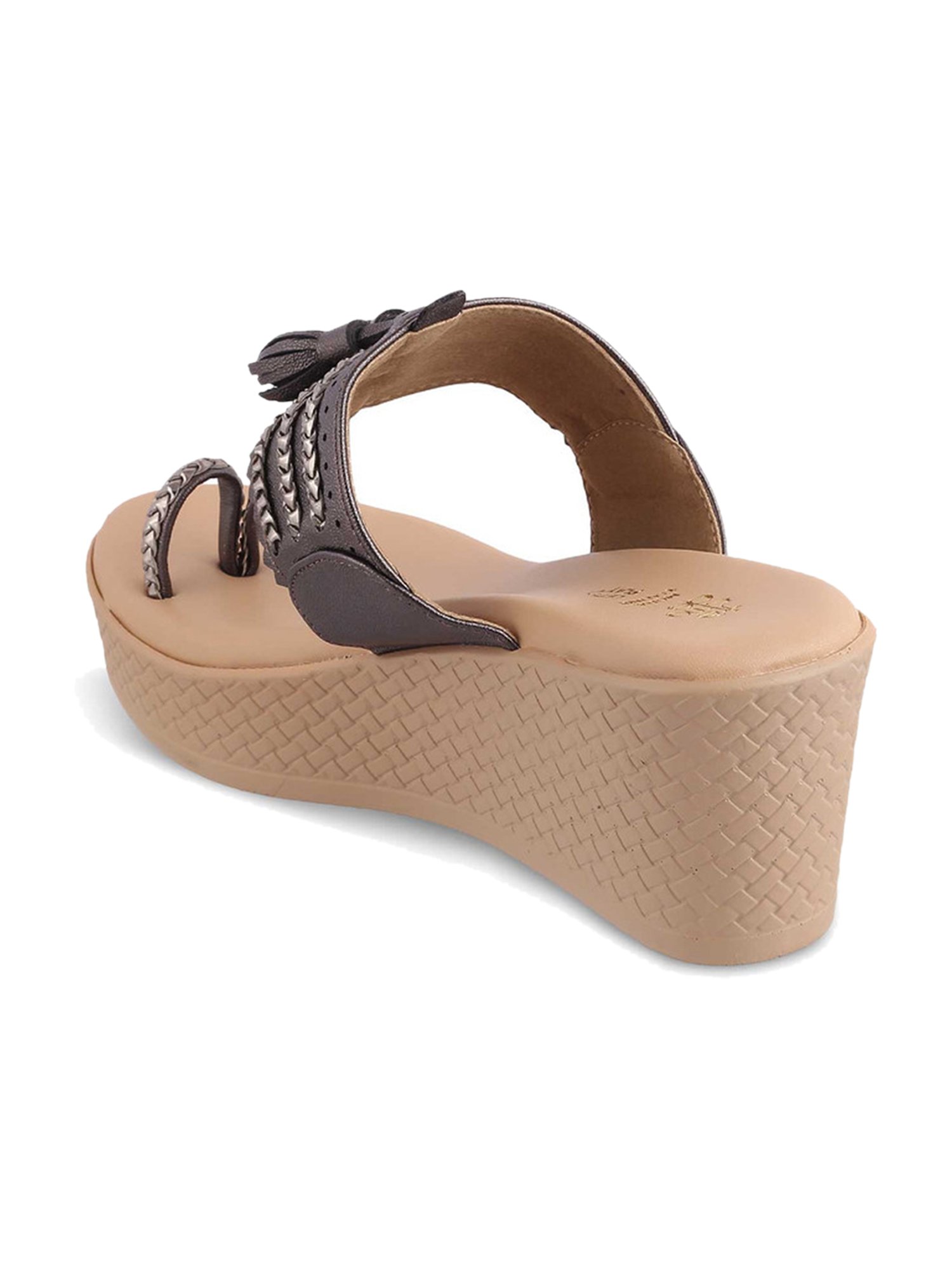 Tresmode Women's Pewter Toe Ring Wedges