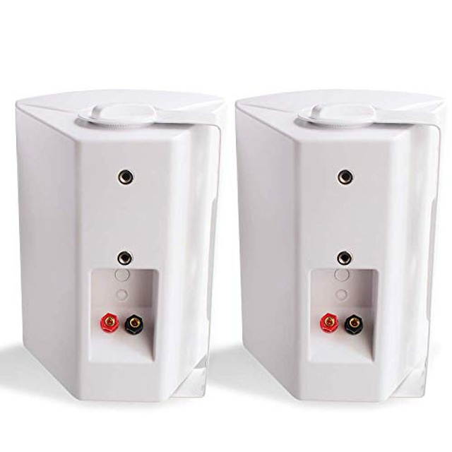 Herdio 5.25 Inches 200 Watts Indoor Outdoor Patio Deck Speakers All Weather Wall Mount System A Pair (White)