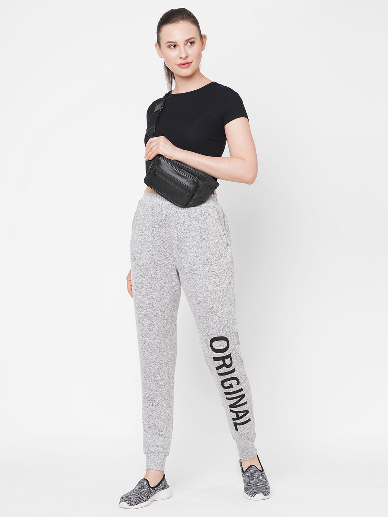 Mystere Paris Grey Melange Graphic Print Joggers