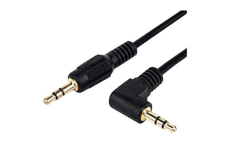 Rocstor Premium Slim 3.5mm to Right Angle Stereo Audio Cable 6 ft - M/M - Mini-phone Male Stereo Audio