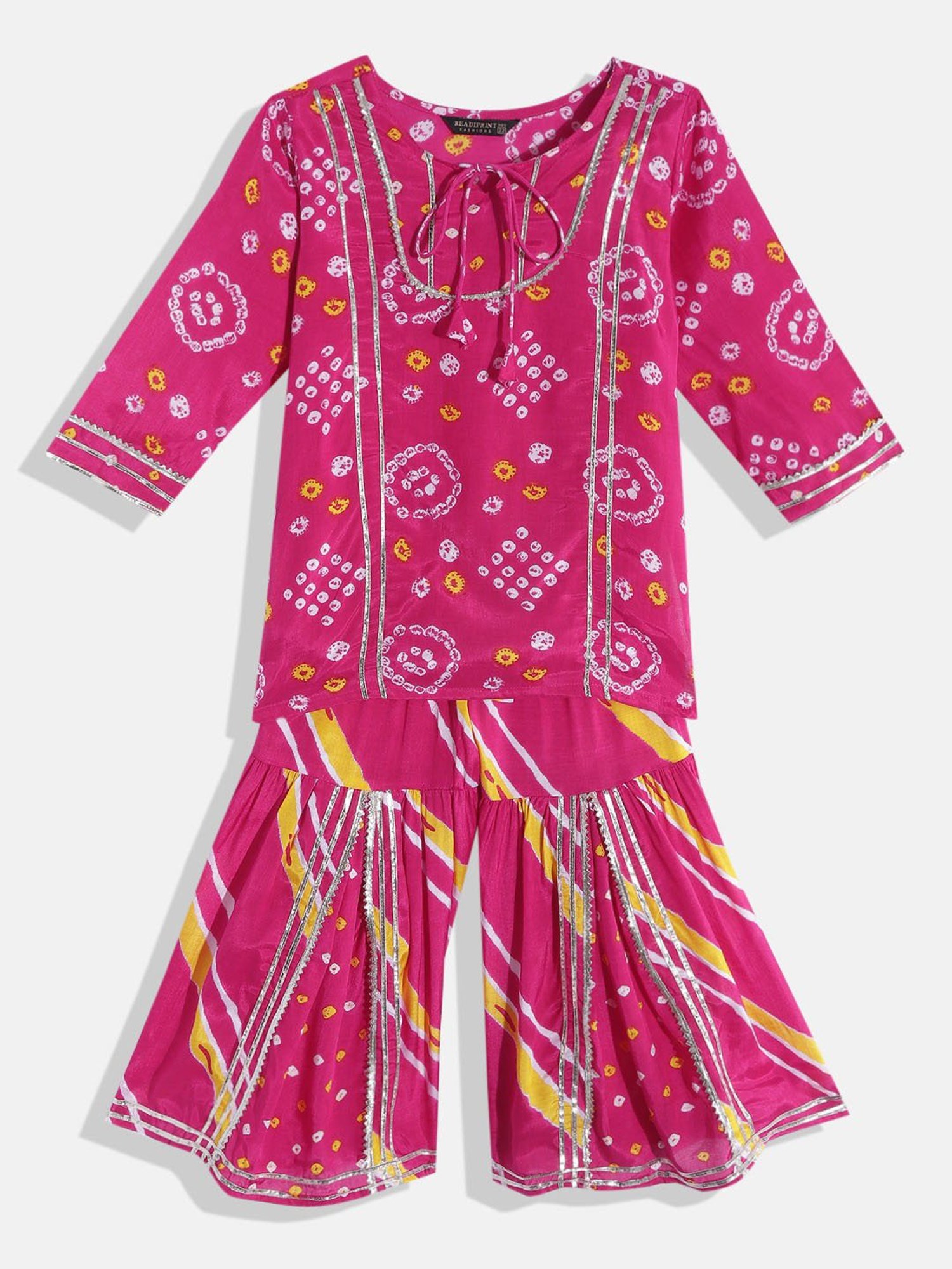 READIPRINT FASHIONS Kids Pink Printed Kurta With Sharara