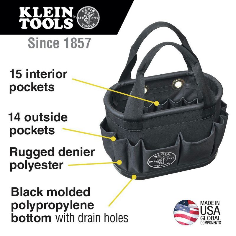 Klein Tools 5144BHB14OS Hard-Body 29-Pocket Aerial Bucket - Black