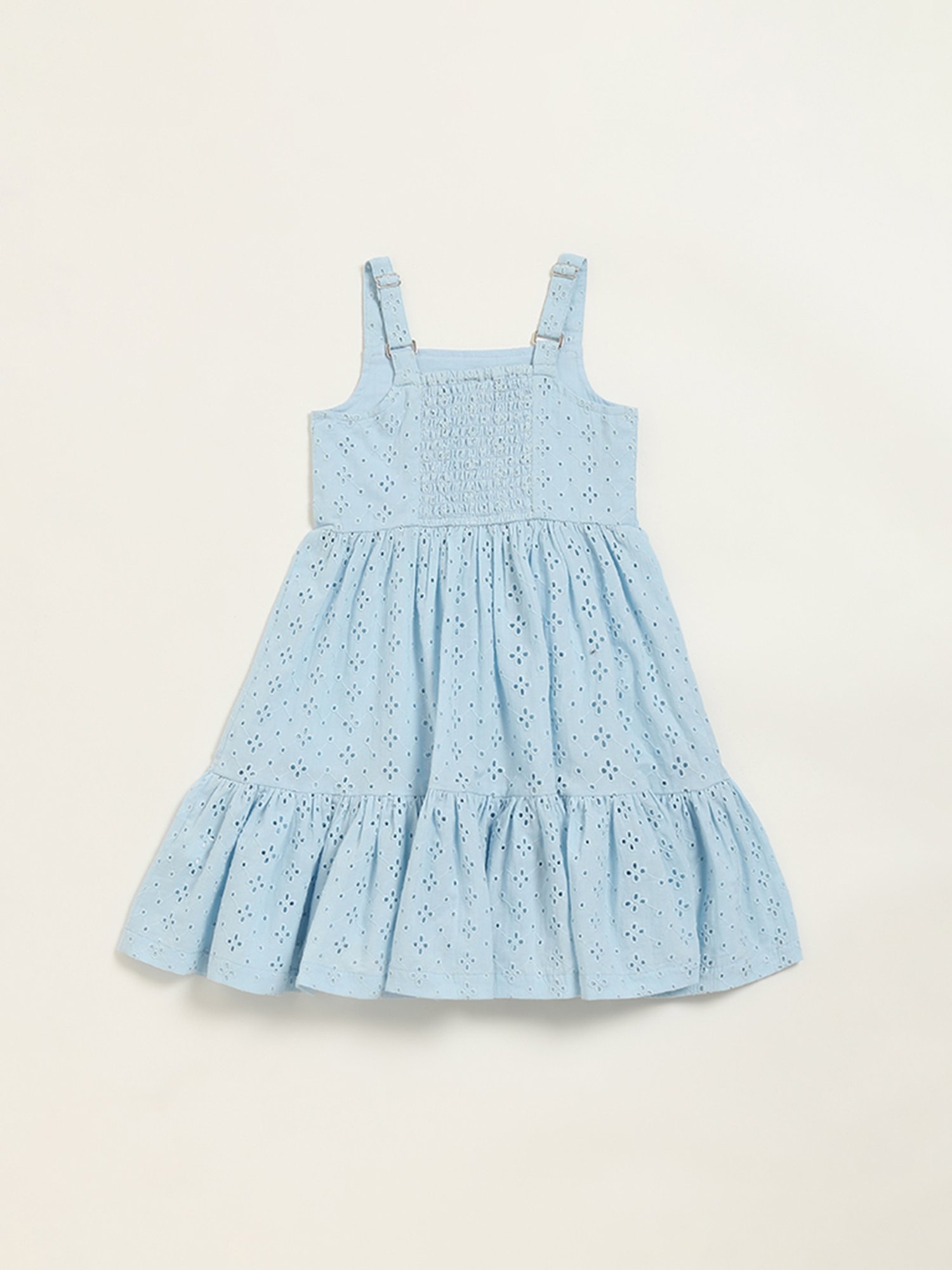 Utsa Kids by Westside Blue Schiffli Tiered Dress