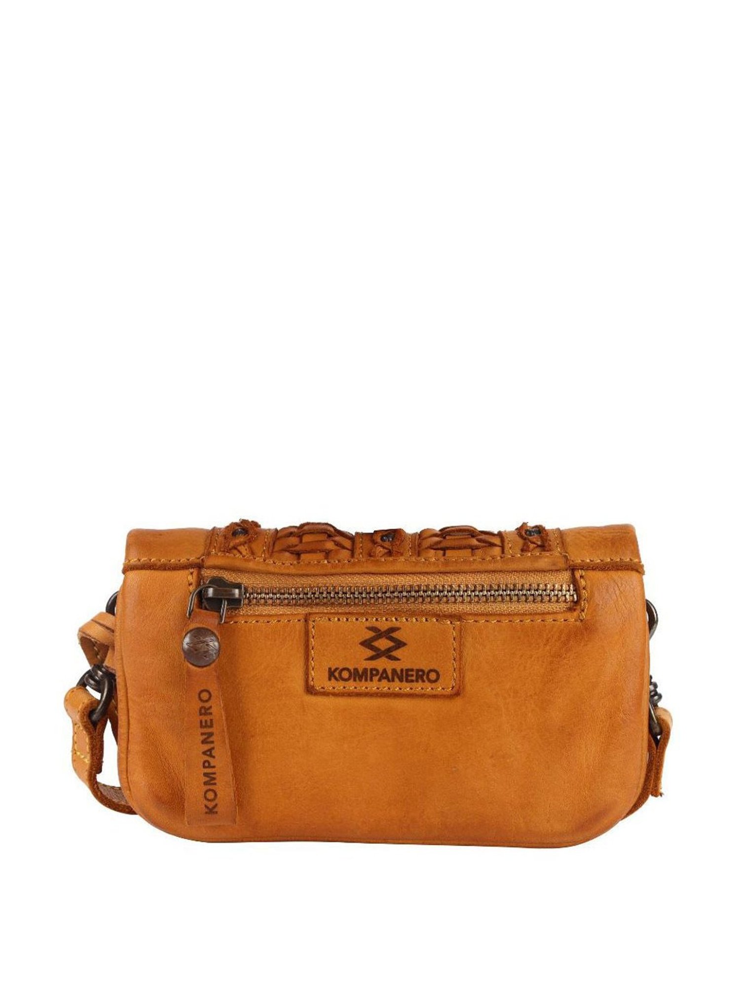 KOMPANERO Sorrento Mustard Leather Textured Sling Handbag