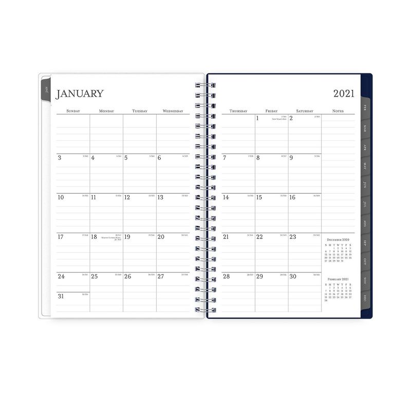 2021 Planner 5" x 8" Frosted Plastic Weekly/Monthly Wirebound Keoni Navy - Blue Sky