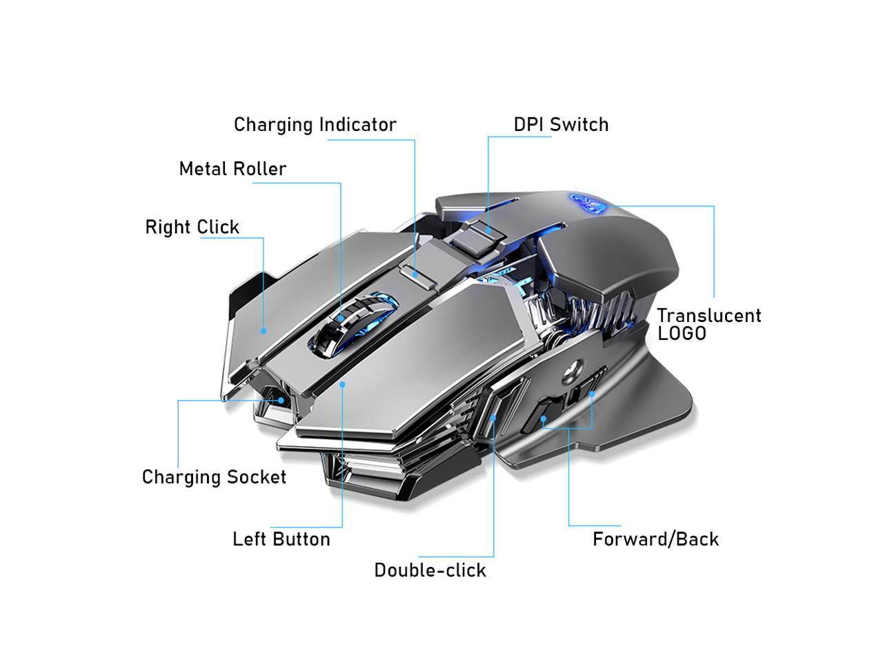AULA SC300 2.4G Wireless Rechargeable Mouse 4-Color RGB Gaming Mouse Auto-sensing Smart Sleep Ergonomic