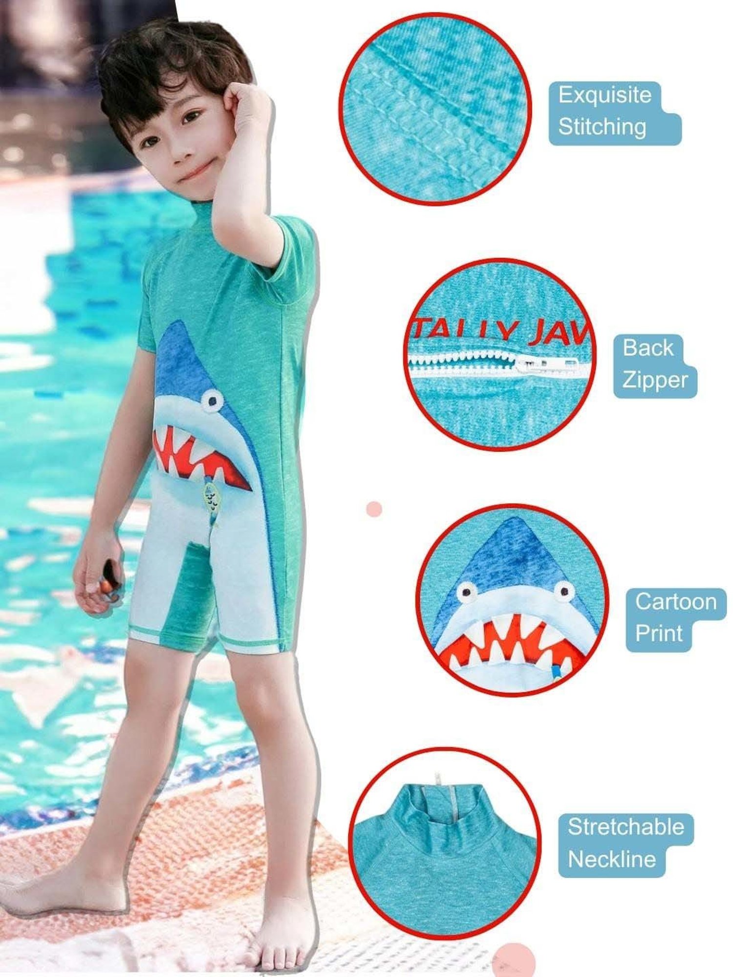 Baby Moo Kids Green Printed Swimming Costume