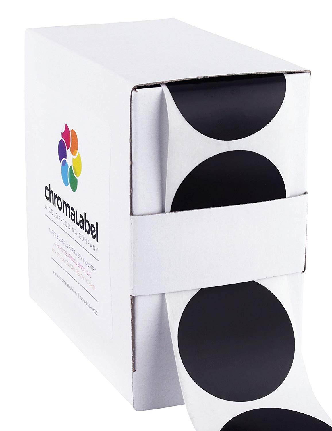 ChromaLabel 1-1/2 inch Color-Code Dot Labels | 500/Dispenser Box (Black)
