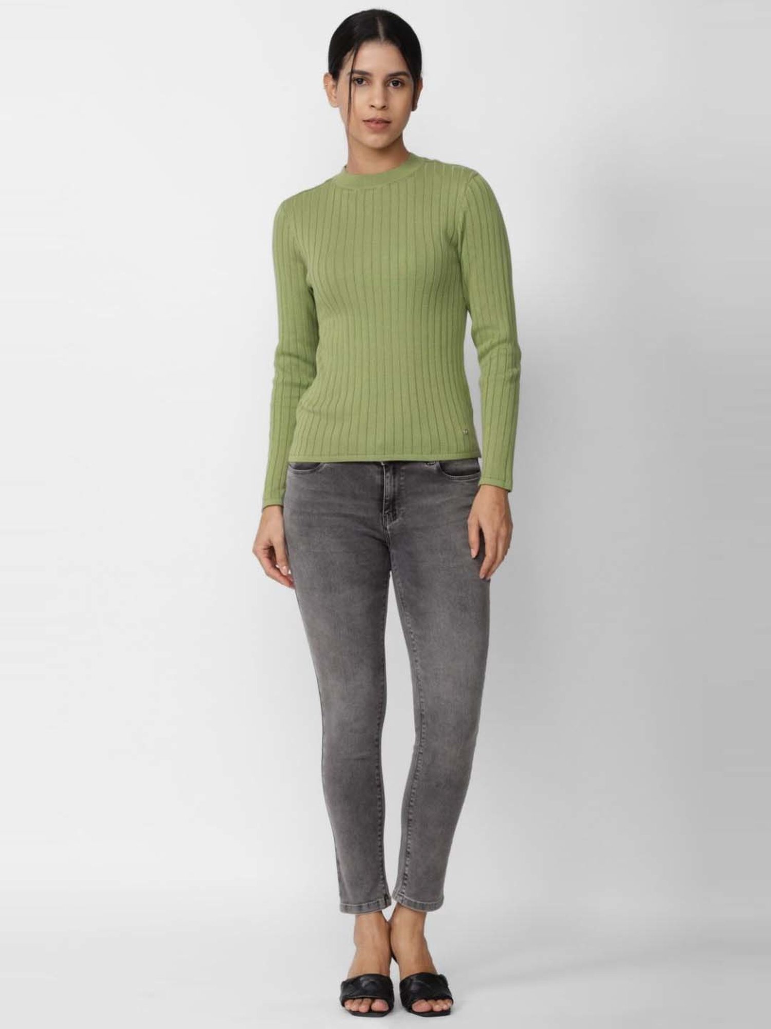 Van Heusen Green Cotton Striped Top