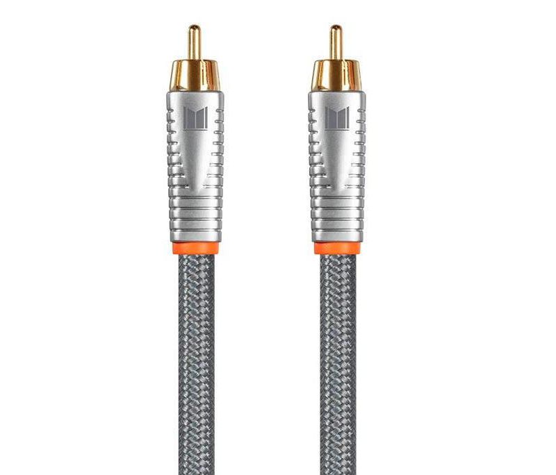 Monolith Digital Coaxial Male/Male Audio Cable - 1 Meter - 18AWG with Nylon Braided Jacket, Oxygen-Free Solid Core Conductors, 24K Gold-Plated