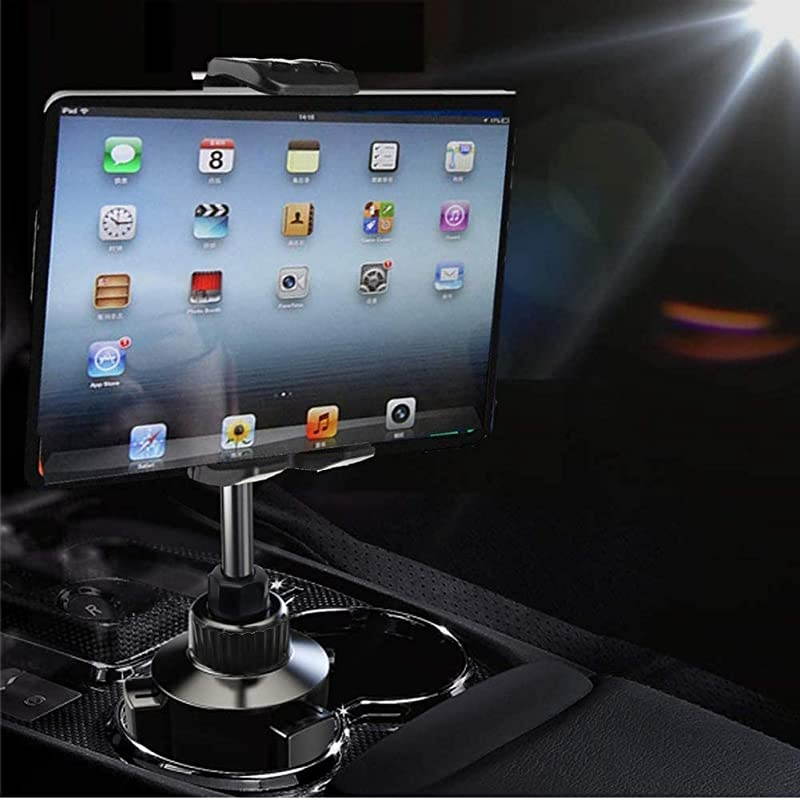 Cup Holder Tablet Mount  2in1 Tablet and Smartphone Adjustable Swing Cradle with Extended Cup Car Mount Holder Compatible with Apple iPad iPhone Samsung Asus Tablet Smartphone