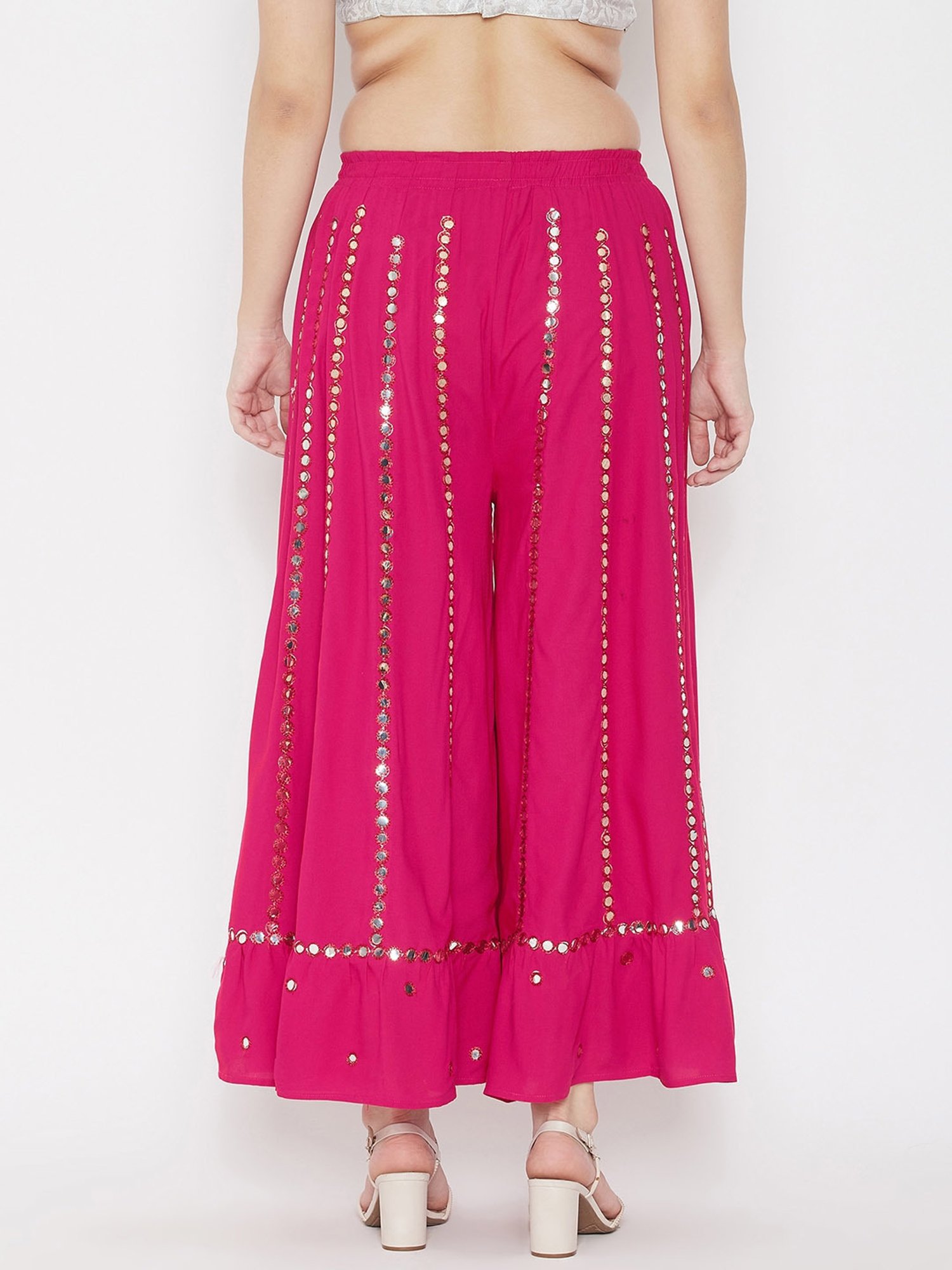 Castle Pink Mirror Work Palazzos