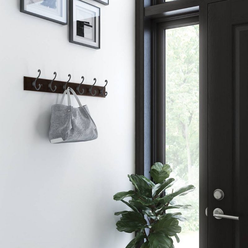 Franklin Brass 24" Rail With 6 Light Duty Scroll Decorative Hook Rack Cocoa Soft Iron