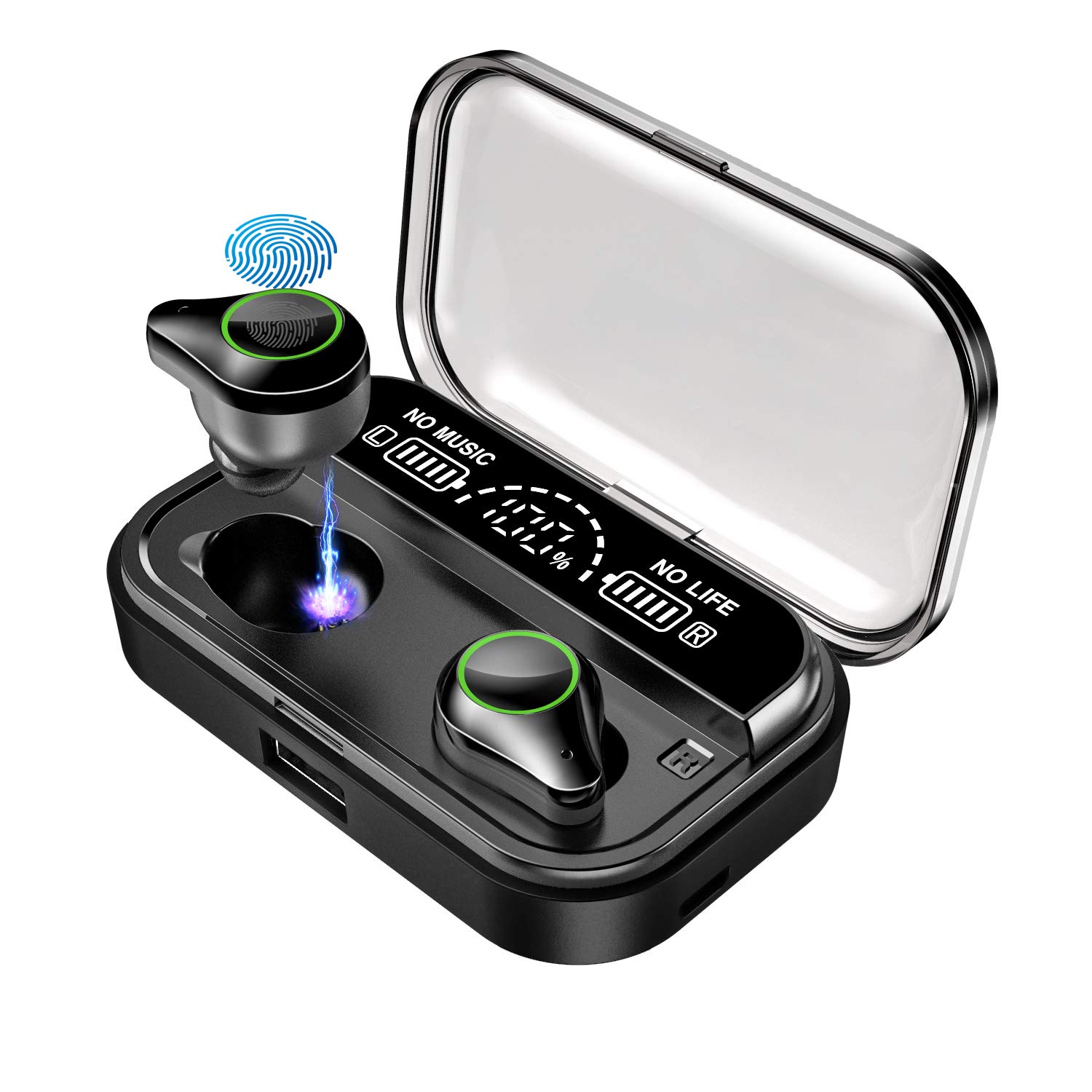 Wireless Earbuds, Nurbenn TWS Bluetooth 5.0 Headphones True Wireless Ear Buds IPX7 Waterproof Dual Built-in Mic Earphones with 4000mAh Charging Case for 120H Extended Playtime
