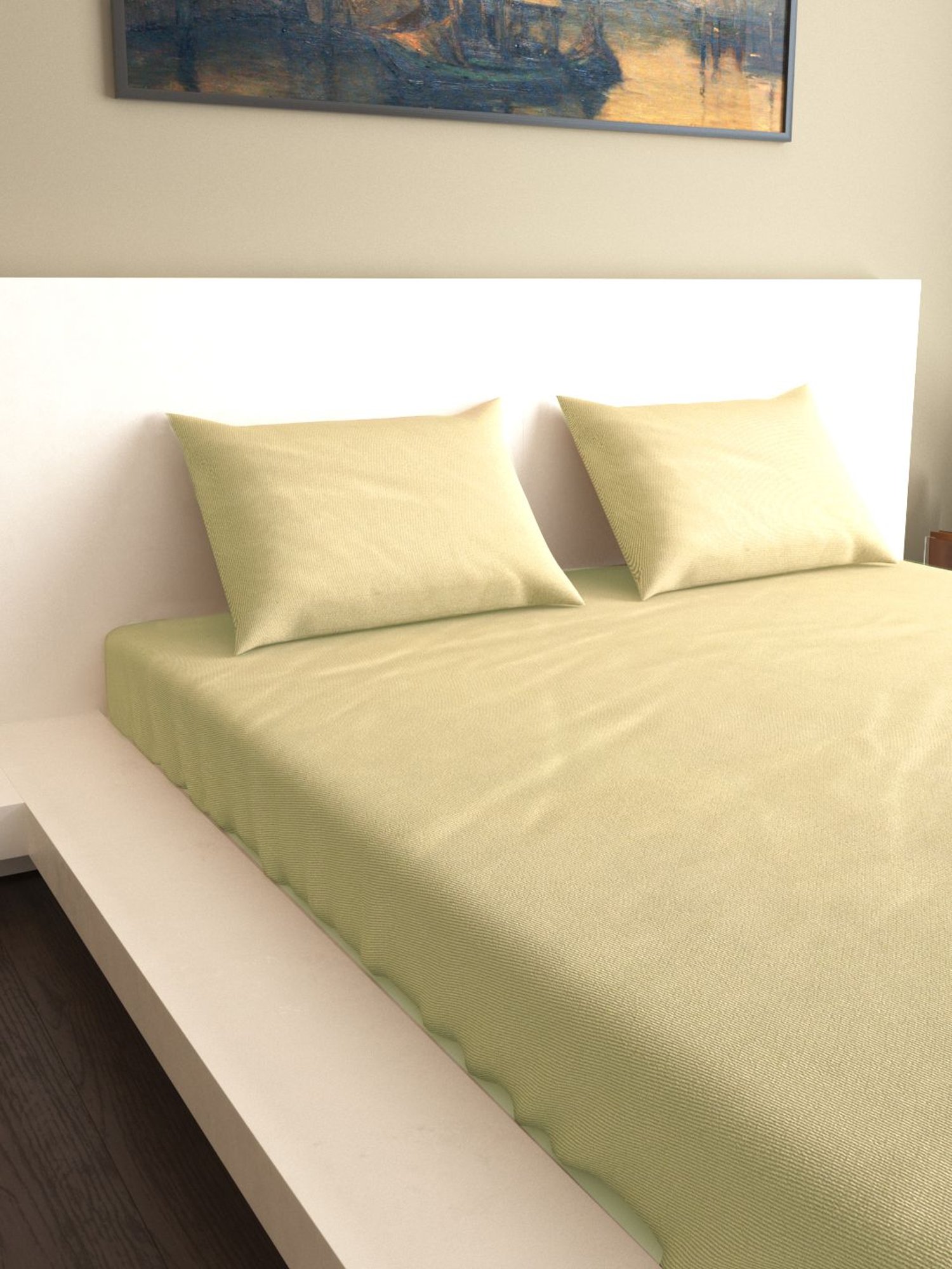 Mark Home Classic Sateen Ivory Cotton 200 TC Bed Sheet Set