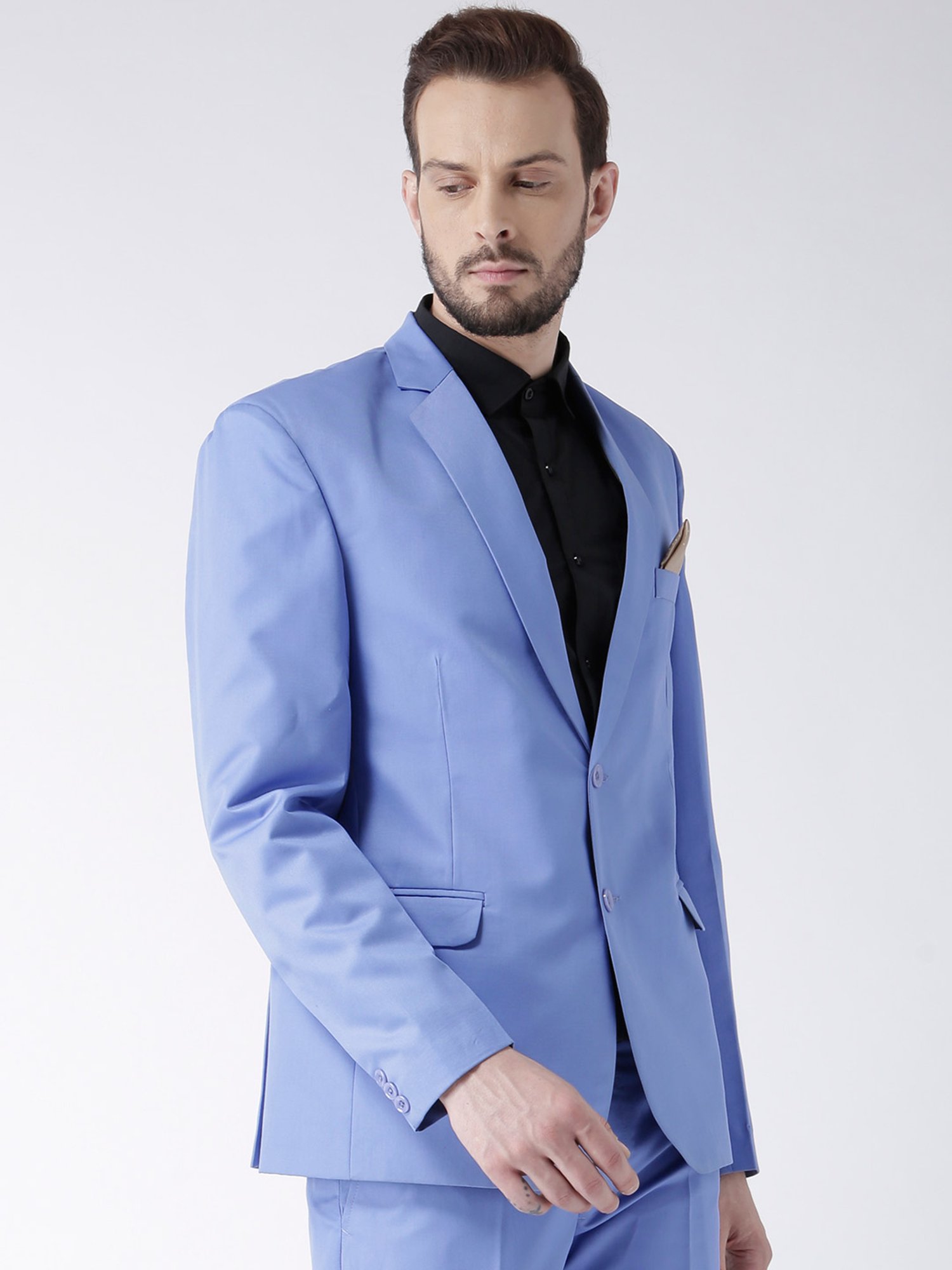 Hangup Plus Blue Regular Fit Notch Lapel Blazer