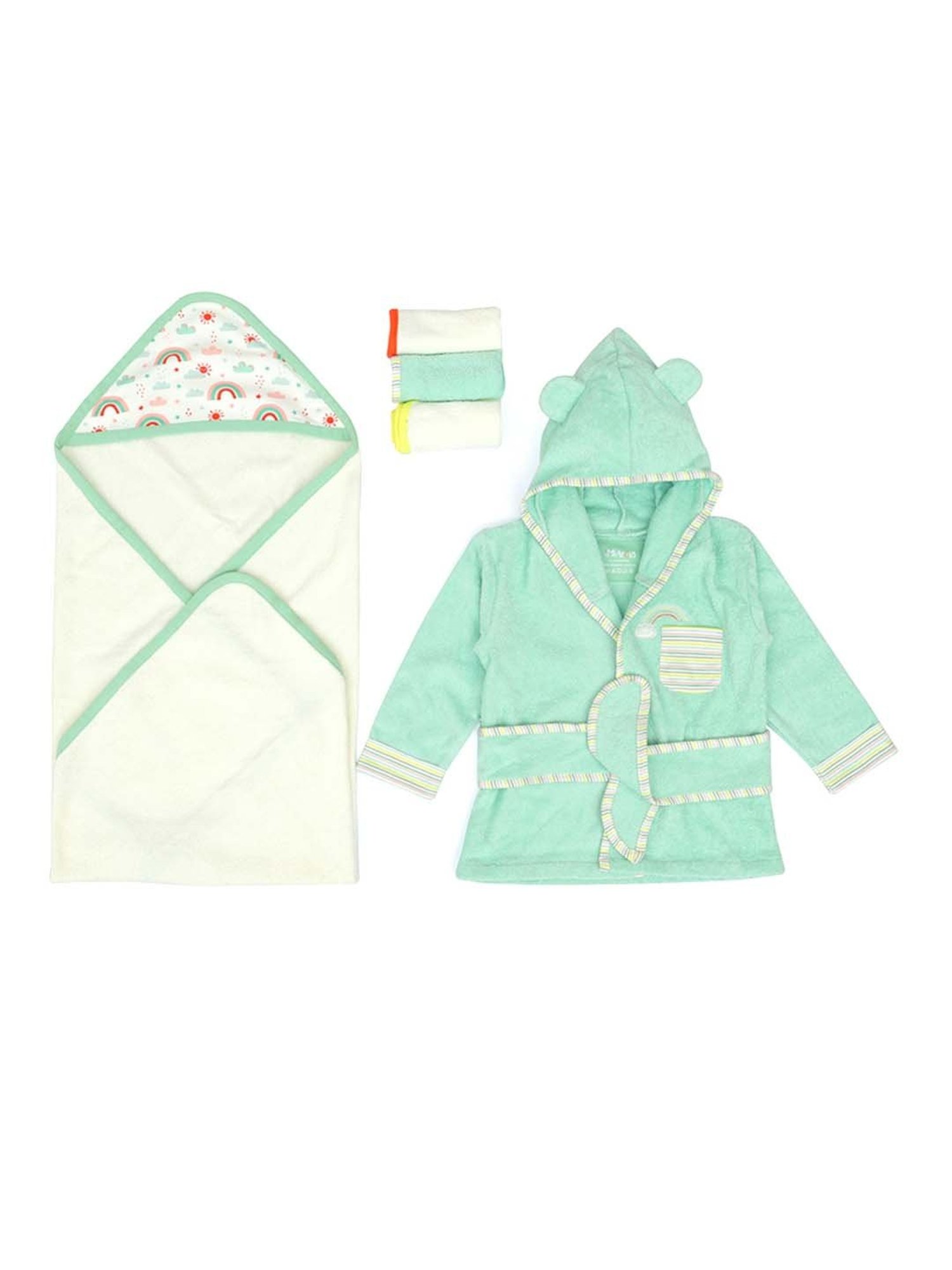 Creeva Melodious Black & Turkish Micro Terry 225 GSM Kids Hooded Bathrobe 4-5 Years With Pocket