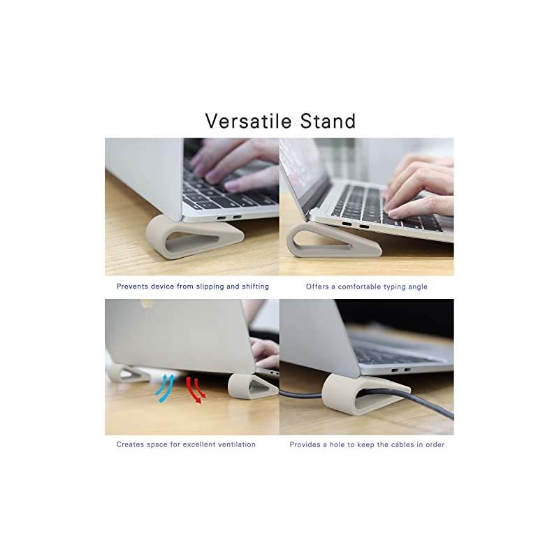 Universal LaptopNotebook Stands 4 Pack AntiSlip Durable Silicone Elevation Stand Lightweight Stable Kickstand Ultra Compact amp Portable Risers for Laptop Tablet Keyboard Beige