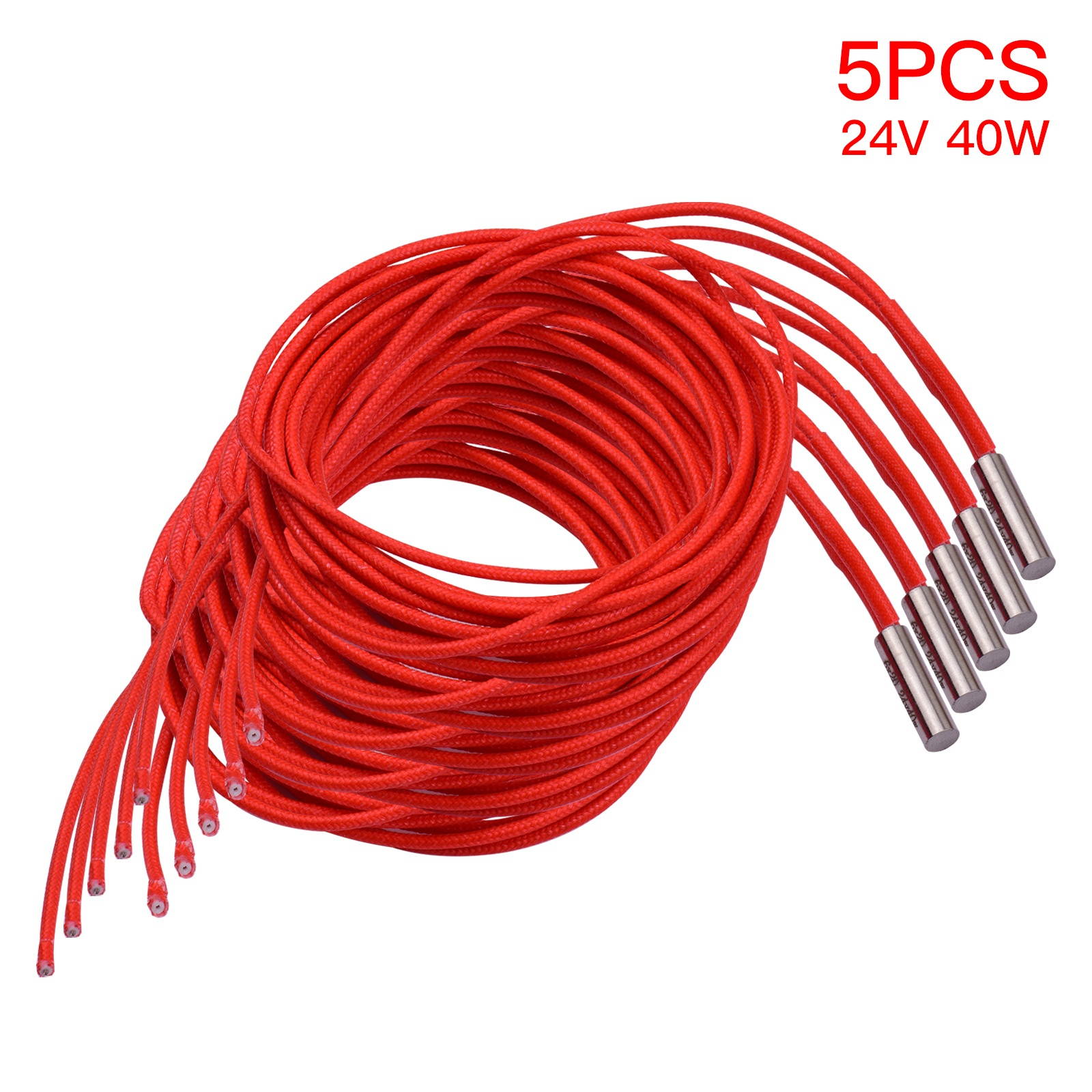 Aibecy 5pcs 24V 40W 6*20mm Single End Cartridge Heater Heating Tube 1.6m/5.2ft for 3D Printer