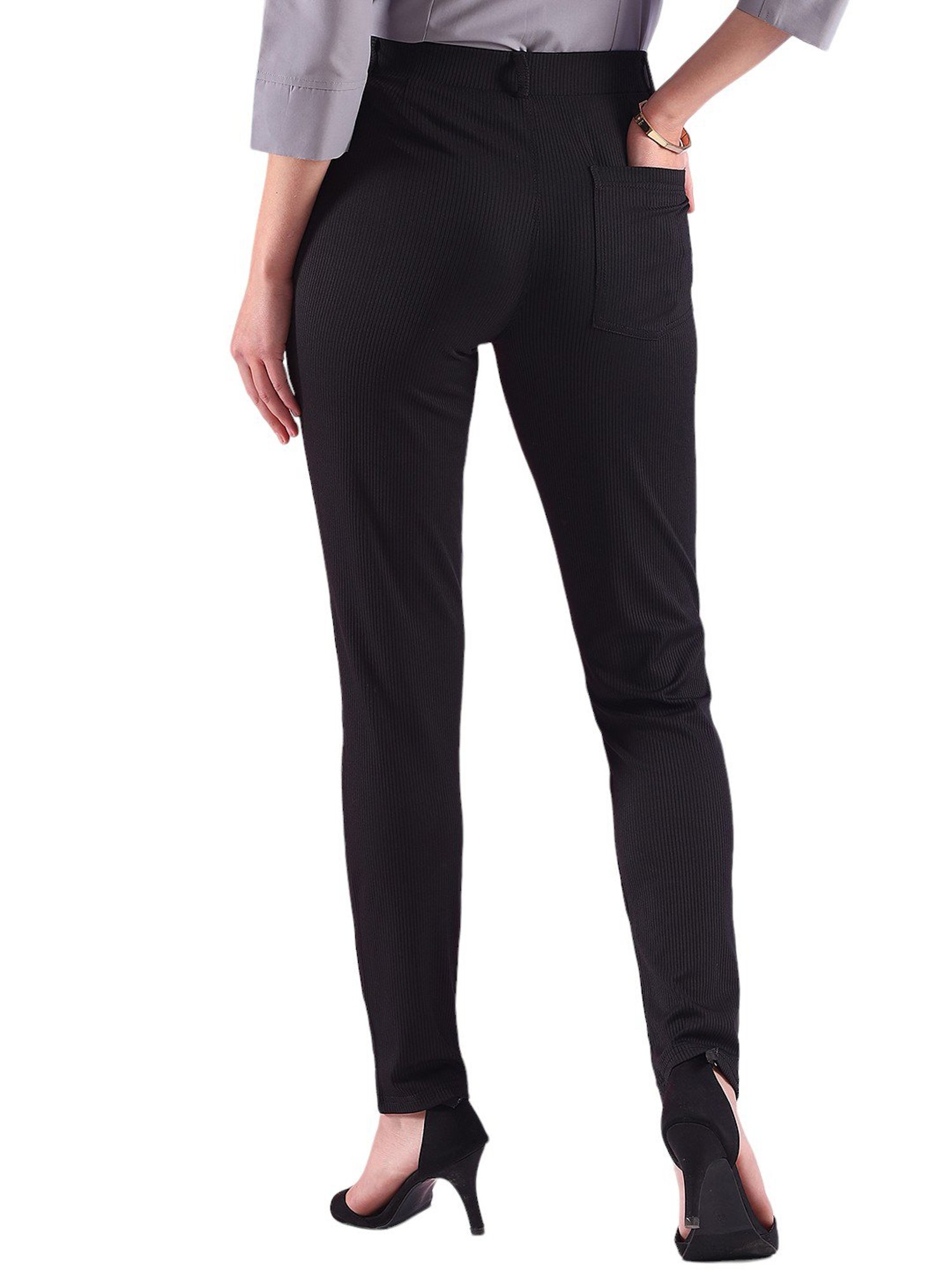 FITHUB Black Skinny Fit High Rise Trousers