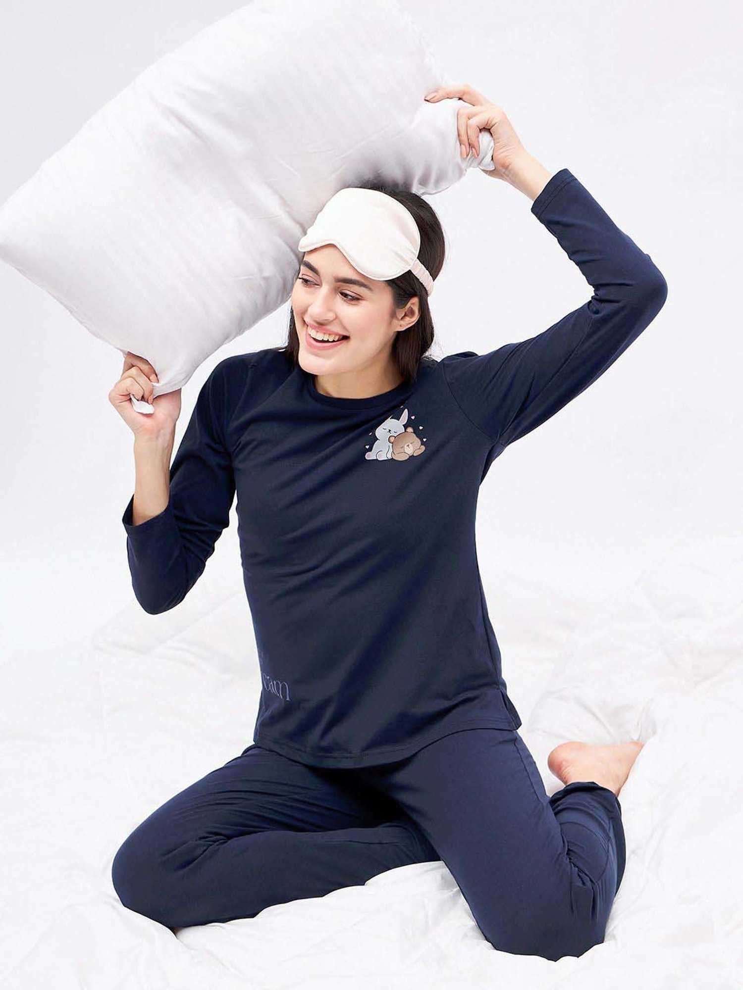 Sweet Dreams Night Navy Cotton T-Shirt Pyjamas Set