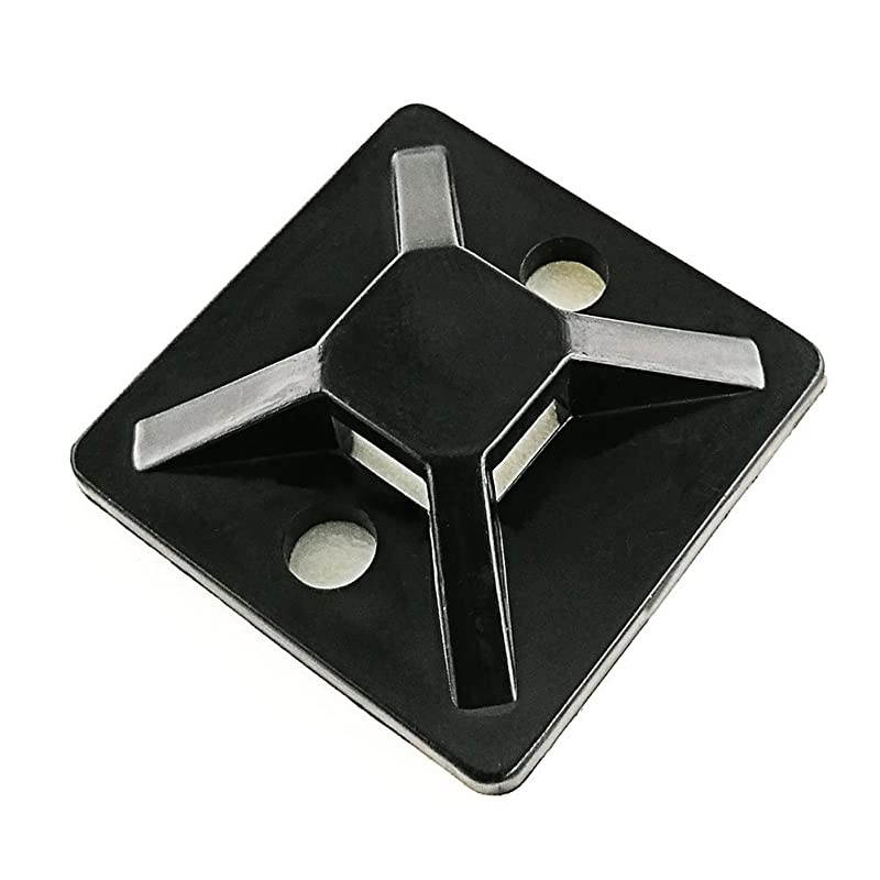 Strong Cable Zip Tie Mounts with Screw Hole Zip Wire Tie Mounting Base 100 Pack Self Adhesive Tie Mount BlackZip Tie Mounting Squares 1x1 Inch