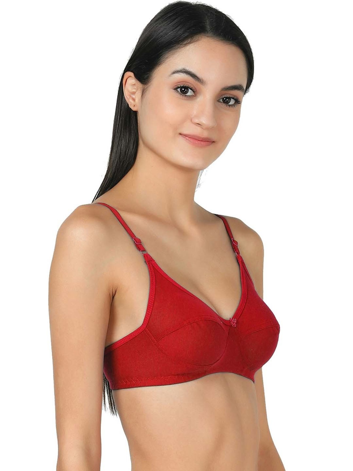 AROUSY Blue & Red Cotton Everyday Bras - Pack Of 5
