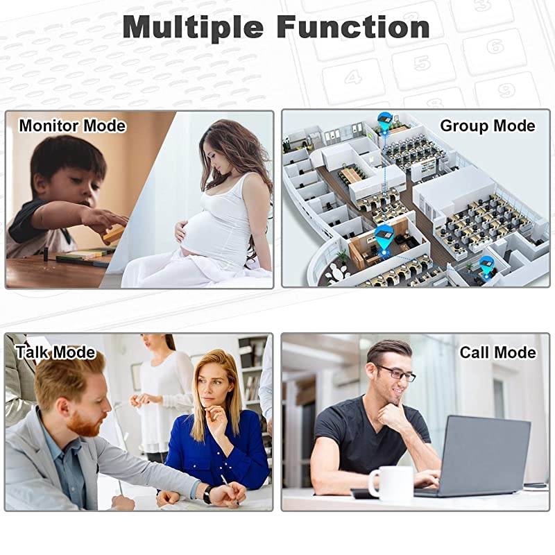 Wireless for Home - Long Range 1 Mile Wireless Intercom System with Radio Sound 10 Channel 3 Digital Code - Room to Room for Home Office School Business House (Pack of 4)