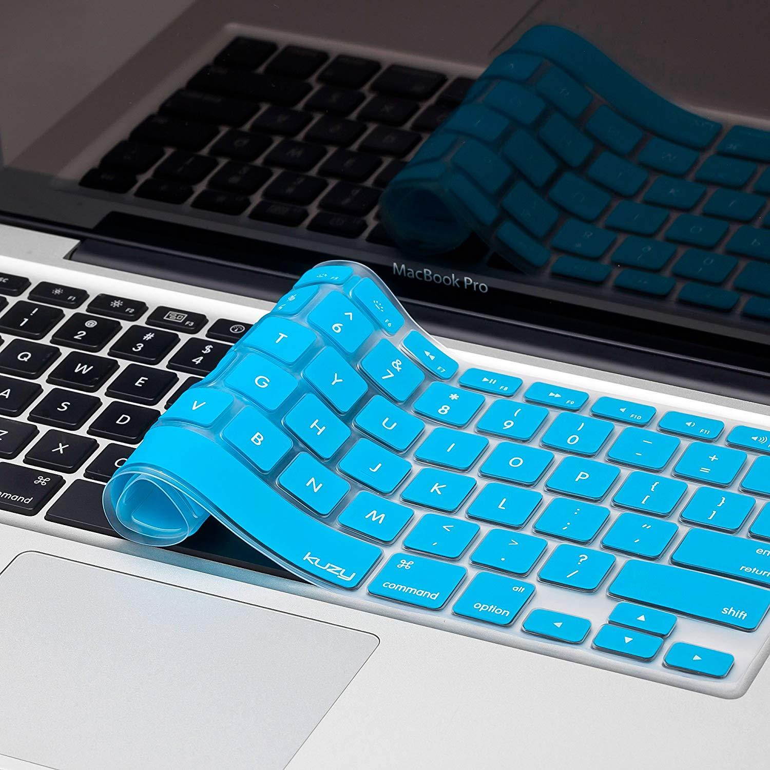 Kuzy AQUA BLUE Keyboard Cover Silicone Skin for MacBook Pro 13" 15" 17" (with or w/out Retina Display) iMac and MacBook Air 13" - Aqua Blue