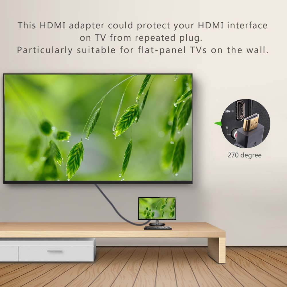HDMI Extender connecter converter,High Speed HDMI Port Saver Male to Female Adapter Right Angled 270 Degree Right(20112)