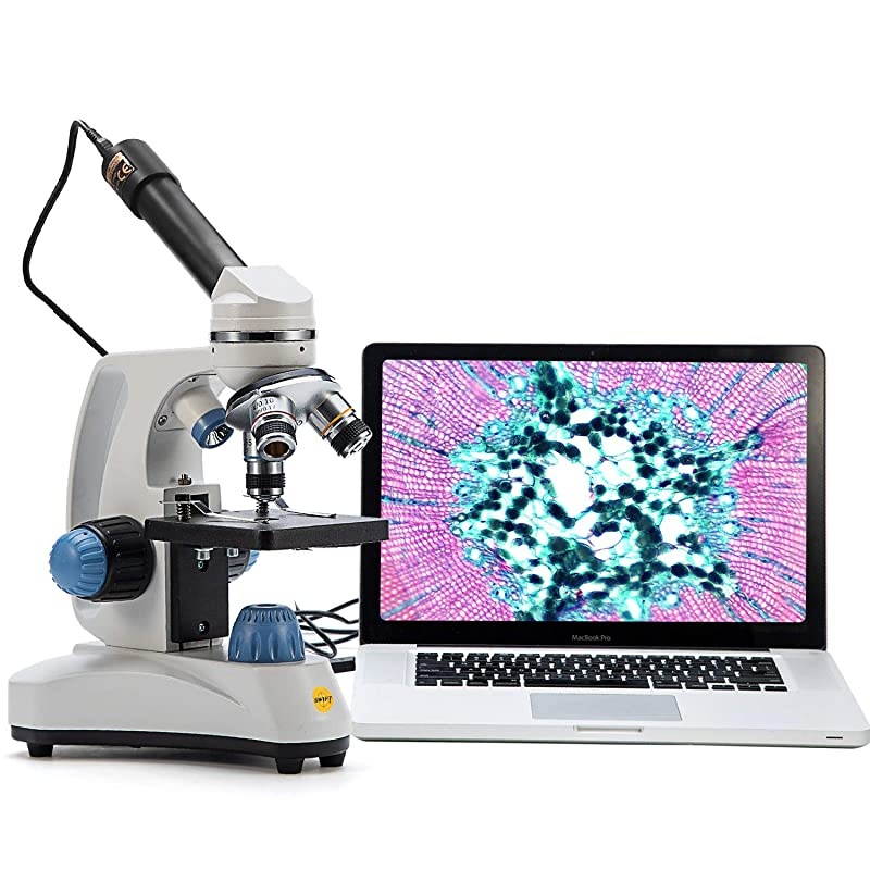 Microscope SW150,Compound Student Microscope,40X-1000X,Monocular Head,Coarse & Fine Focusing,Dual Illumination,Cordless-Capable with Eyepiece Camera and Software Windows and Mac Compatible